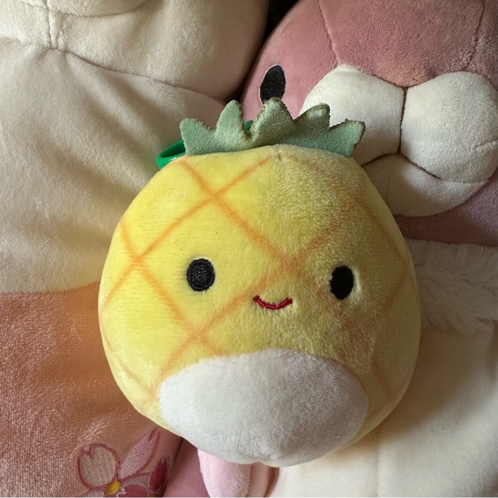 Squishmallow Pineapple Clip Keychain Fruit